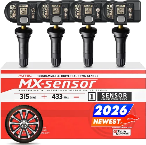Autel Juego de 4 sensores TPMS, sensor MX-2 en 1, 315 MHz + sensor programable universal TPMS de presión de 433 MHz, nivel OE 100% clonable por