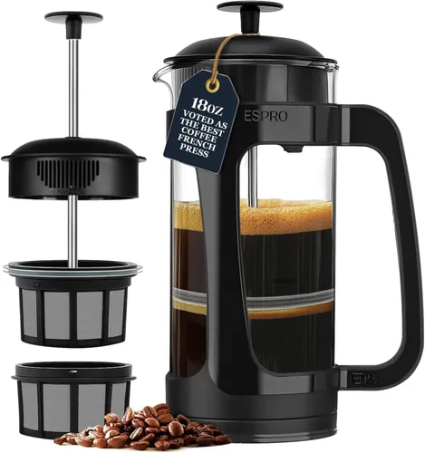 Miniatura 13 de ESPRO Light P3 - Cafetera de prensa francesa, microfiltro doble patentado para preparar sin arena, resistente al calor, prensa de café de vidrio