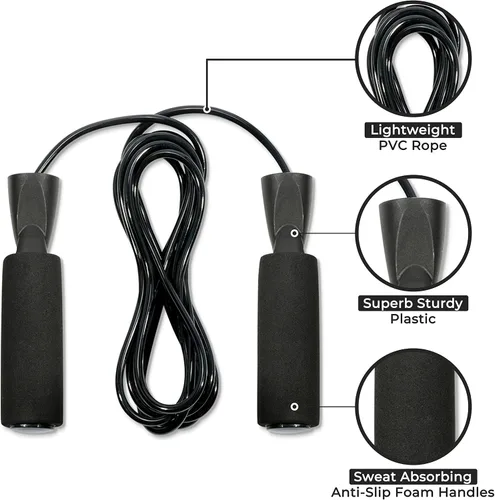 Miniatura 4 de Quick Fit Juego de 2 cuerdas de saltar con peso (1 libra) con cuerda de saltar sin peso, accesorio de ejercicio portátil para cardio, HIIT