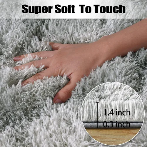 Miniatura 2 de qulint Alfombras de área de 5 x 7 pies para sala de estar, alfombra suave y esponjosa para dormitorio, alfombra de habitación de niños grandes, Gris
