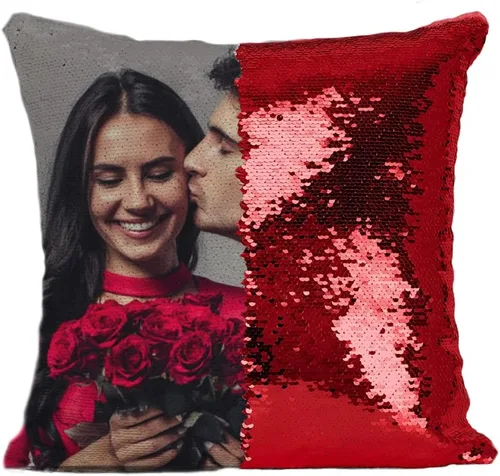 Miniatura 7 de Fundas de almohada personalizadas con lentejuelas y fotos, funda de sirena personalizada con tu foto, cojín decorativo reversible mágico