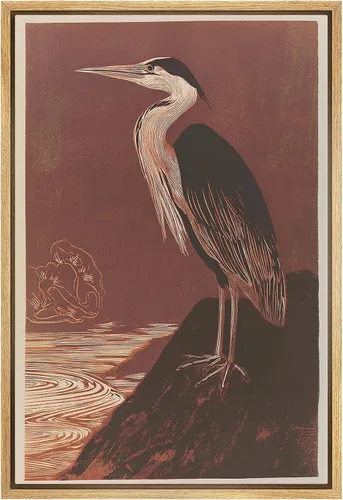 Miniatura 31 de wall26 Lienzo enmarcado para pared, acuarela, azul pastel, garza, galápagos, aves, animales, ilustraciones de naturaleza salvaje, arte moderno