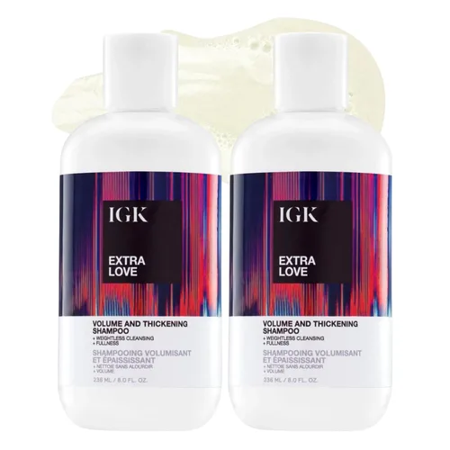 Miniatura 10 de IGK EXTRA LOVE Champú para volumen y engrosamiento Champú voluminizador para cabello fino y fino Hidrata + apoya el cuidado del cuero cabelludo