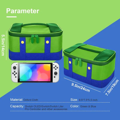 Miniatura 8 de Vadaxx Cute Switch Carry Case for Nintendo Switch/Lite/OLED, Portable Soft Shell Waterproof Protective Storage Travel Carrying Case Messenger Bag