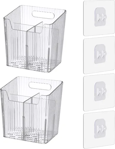 Miniatura 8 de Lae Nuvole Juego de 2 organizadores de puerta de armario montados en la pared, organizador de ducha apilable de plástico adhesivo organizador