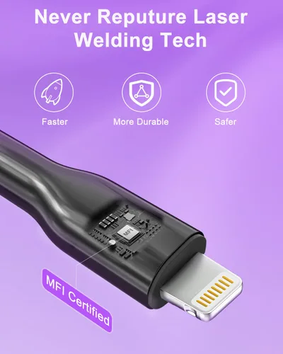Miniatura 7 de Cable USB C a Lightning de metal de 6.6 pies, cable de carga a prueba de mordidas para gatos y perros, carga rápida y sincronización de datos, cable