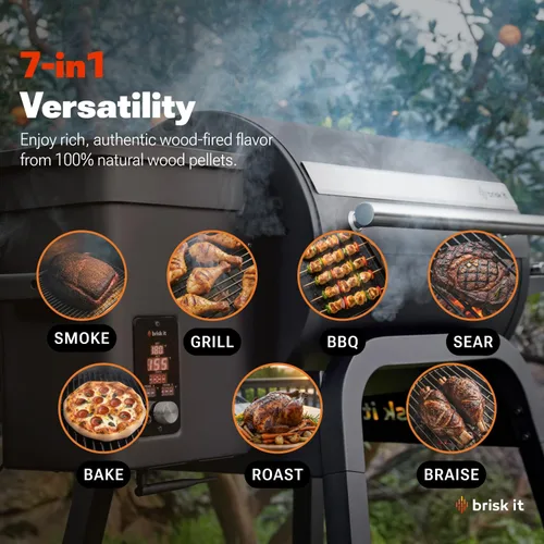 Miniatura 6 de Brisk It Zelos-450 - Parrilla Ahumadora Eléctrica de Pellets de Madera – Parrilla BBQ Inteligente con I.A. y WiFi, Área de Cocción de 450 pulgadas