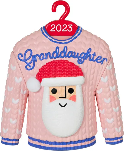 Hallmark Keepsake Adorno de Navidad 2023, suéter de Navidad para nieta, regalos familiares