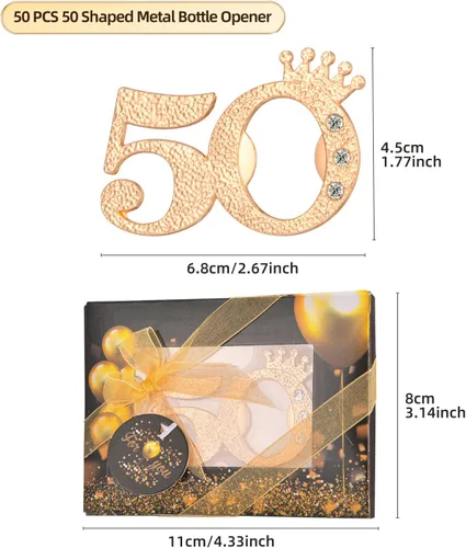 Miniatura 2 de 50 paquetes de 50 abrebotellas para fiestas de cumpleaños número 50, regalos o recuerdos para invitados, 50 aniversario de boda, fiesta temática