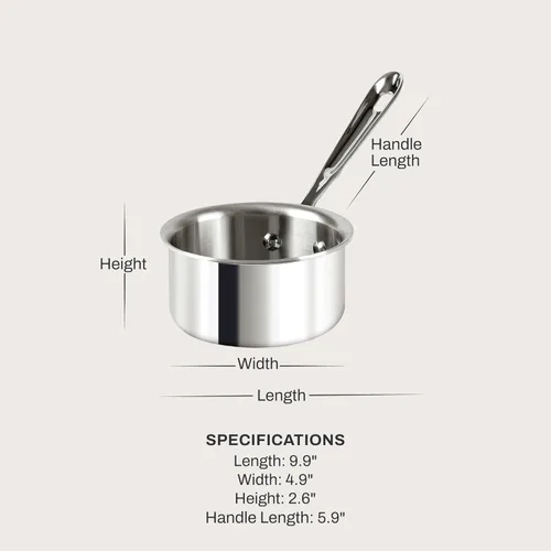 Miniatura 2 de All-Clad D3 - Calentador de mantequilla de acero inoxidable de 3 capas, 0.5 cuartos, apto para inducción, horno y asador, seguro hasta 600 °F, ollas