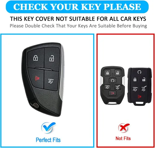 Miniatura 2 de MILD EAST Funda de llavero de cuero genuino para Chevy, funda de llavero inteligente compatible con 2021/2022/2023/2024/2025 GMC Yukon Denali Sierra
