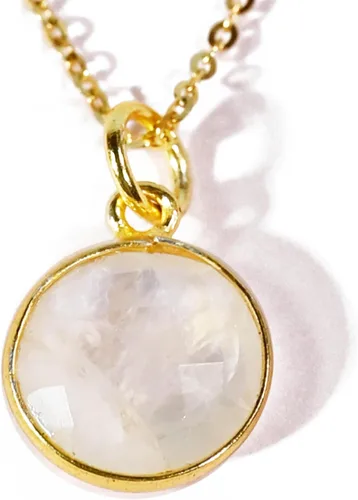 Miniatura 16 de Collar con colgante redondo, piedras preciosas naturales, labradorita, piedra lunar arcoíris, cristal, cuarzo rosa, amatista, citrino, plata de ley