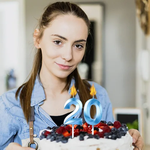 Miniatura 5 de Velas azules de cumpleaños 32 y 23 para pasteles, número 23 y 32 para decoración de tartas para fiesta, aniversario, boda, celebración