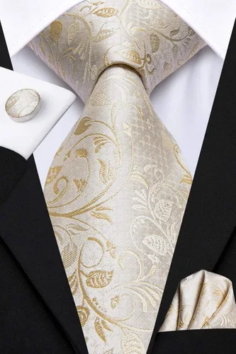 Miniatura 2 de Hi-Tie Juego de gemelos cuadrados de seda con estampado de cachemira