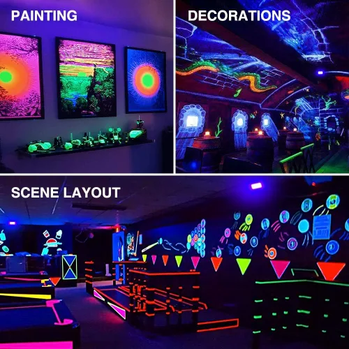 Miniatura 8 de Onforu Paquete de 2 luces LED negras de 50 W, luz de inundación negra con enchufe, luces negras impermeables IP66 para fiesta de baile, brilla