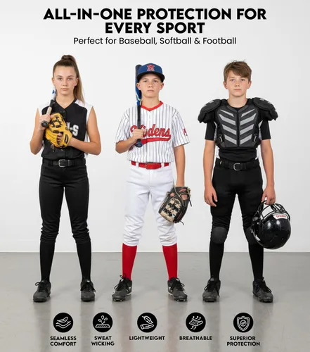 Miniatura 6 de Exxact Sports Protector de pecho de béisbol juvenil, protector de pecho acolchado para el esternón, protector de pecho de sóftbol y costillas