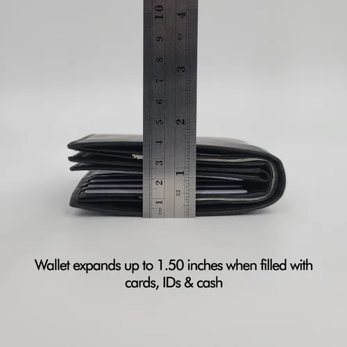 Miniatura 5 de AG Wallets - Cartera de cuero plegable con doble solapa central para hombre, con 3 ventanas de identificación, capacidad para 12 tarjetas