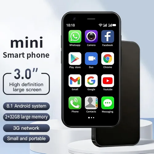 Miniatura 2 de Mini teléfono, 2GB +32GB Android Dual Camera Dual SIM, 3.0 pulgadas Mini Smartphone desbloqueado, cara ld/wifi/Bluetooth, teléfono de palma