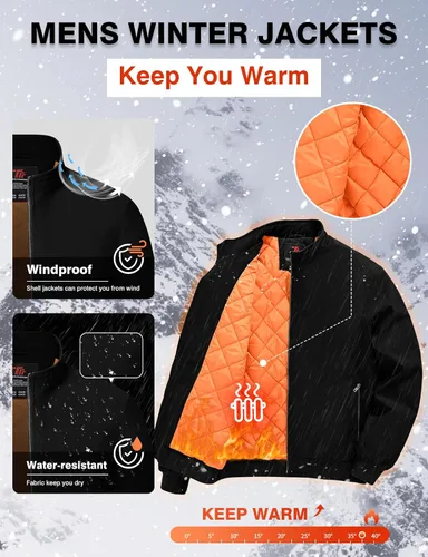 Miniatura 4 de TBMPOY Men's Winter Lightweight Bomber Jackets Water Resistant Fall Casual Windbreakers Quilted Full Zip Windproof Work Coats