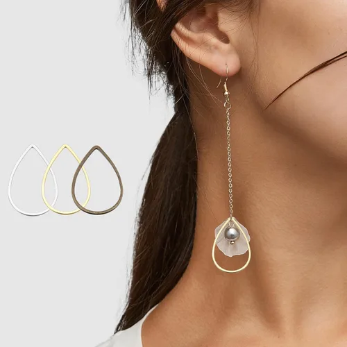 Miniatura 6 de MECCANIXITY Enlace de aro con cuentas de lágrima, bisel abierto para hacer joyas de aretes bronce
