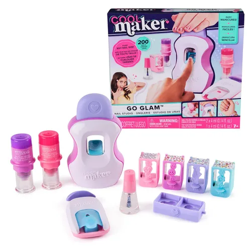 Cool Maker, GO GLAM Studio Kit de Uñas, Estiliza 200 Uñas, 4 Diseños, 2 Aplicadores de Esmalte y Máscara (El Empaque Puede Variar), Artes y