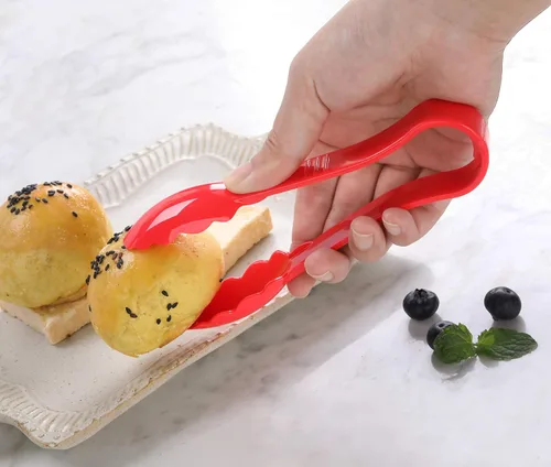 Miniatura 7 de New Star Foodservice 35728 Pinza utilitaria, plástico de alta temperatura, festoneada, 6 pulgadas, juego de 12, rojo Plástico de alta temperatura