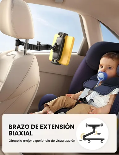 Miniatura 2 de Lamicall Soporte para reposacabezas de tableta para coche - [Brazo extensible 3 en 1] Soporte ajustable para tableta en el coche para asiento