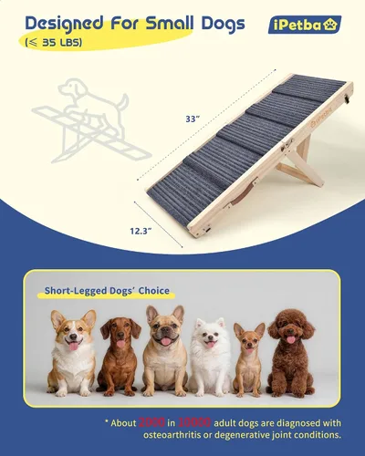 Miniatura 5 de Rampa para perros mejorada 2026 para cama con plataforma, apta para articulaciones, extra ancha y larga, antideslizante, resistente, hasta 200 libras