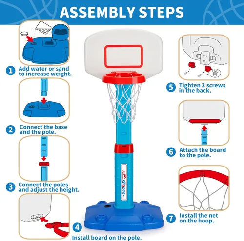 Miniatura 7 de Aro de Baloncesto para Niños Pequeños de Interior para Edades 1-3, Aros de Baloncesto Ajustables para Niños, Mini Aro de Baloncesto con 3 Pelotas