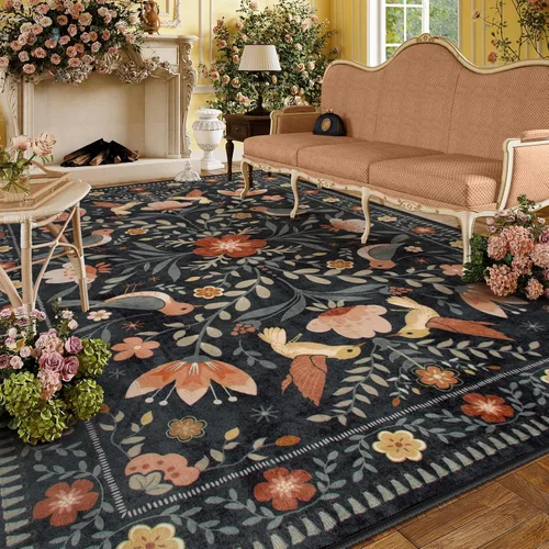 Miniatura 22 de Moynesa Alfombra para sala de estar, de 5 x 7 pies, lavable, moderna, color verde cabaña, para dormitorio, comedor, alfombra estética de granja