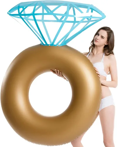 Jasonwell Anillo de diamante inflable Flotador de piscina - Anillo de compromiso para fiesta de soltera, decoración de escenario de natación, tubo