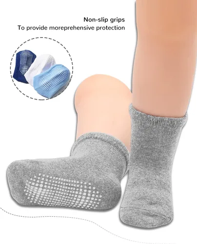 Miniatura 3 de BOOPH Calcetines antideslizantes para bebés, niños y niñas, con agarres, 12 pares