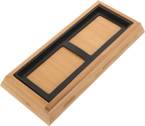 Yardwe Soporte de piedra de afilar de bambú con base de goma antideslizante, ideal para afilar cuchillos de cocina en el hogar, 8.46 x 3.74 x 0.98