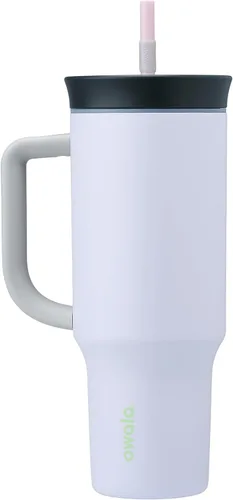 Miniatura 18 de Owala Vaso de viaje aislado de acero inoxidable de triple capa con tapa resistente a derrames, popote y asa de transporte, sin BPA, 40 onzas