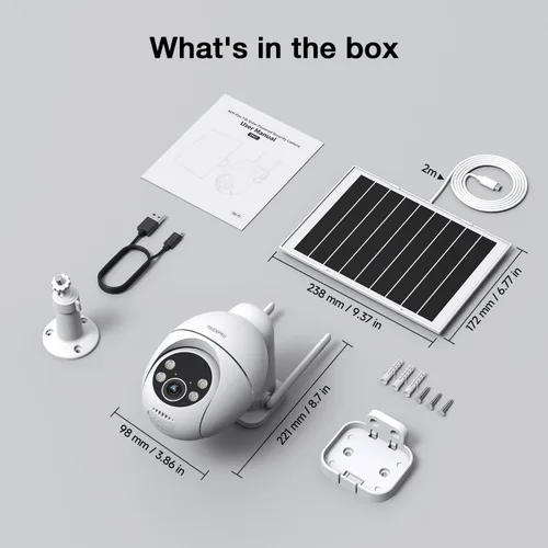 Miniatura 8 de TKENPRO Cámaras de seguridad solares inalámbricas para exteriores, Wi-Fi de 2.4 GHz, grabación continua 24/7, seguimiento automático humano, cámara