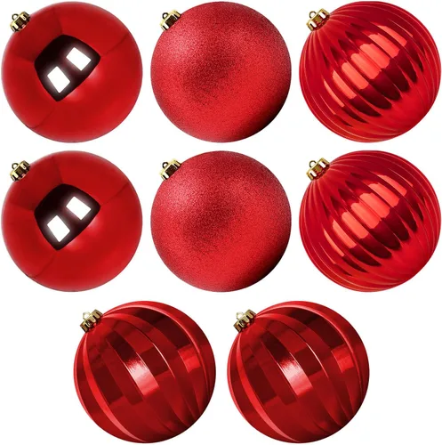 Miniatura 19 de Benjia Adornos de Navidad para Exteriores de Tamaño Extra Grande, Bolas de Plástico Gigantes y Grandes que no se Rompen para Colgar en Césped, Rojo