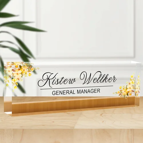 Miniatura 28 de Placa de nombre de escritorio personalizada, placas de identificación acrílicas para escritorio, decoración de oficina, regalos personalizados
