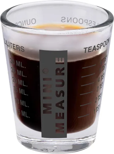 Miniatura 8 de Kolder Medida Mini de Vidrio Pesado, 20 Mediciones Incrementales Vaso de Chupito Medidor Multiusos para Líquido y Seco, Negro, Juego de 2