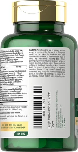 Miniatura 4 de Carlyle Suplemento de frutas y verduras 120 unidades Multivitamínico superalimento con probióticos Hecho con 20 frutas y verduras Sin OMG