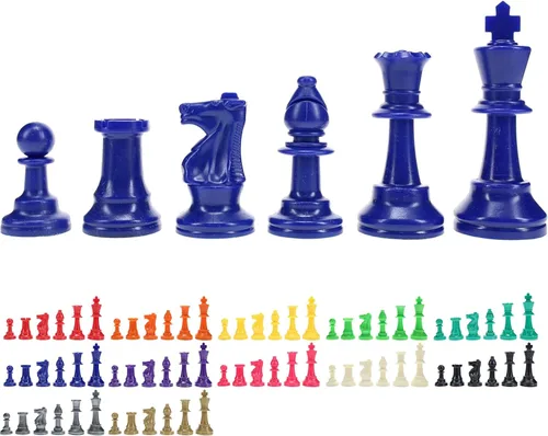 Miniatura 14 de WE Games - Piezas de ajedrez Staunton de plástico brillante en color con rey de 3.75 pulgadas - Juego de ajedrez de mitad de piezas solamente