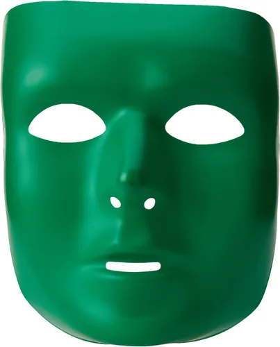 Miniatura 4 de Máscara facial completa de plástico verde, 6.25 x 7.75 pulgadas (paquete de 1), accesorio de fiesta vibrante, perfecto para festivales, cumpleaños