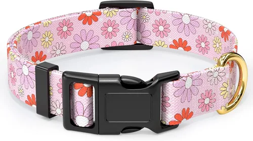 Miniatura 22 de Rnivvi Collar para perros pequeños, lindo collar floral resistente ajustable para cachorros con hebilla de liberación rápida para niño, niña