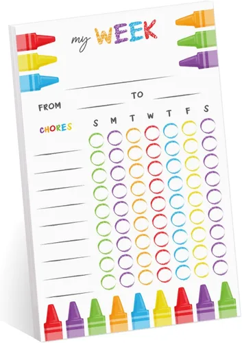 Miniatura 8 de Gráfico de tareas semanales brillantes y alegres/lista de tareas rellenas de notas adhesivas de 6 x 10 pulgadas/lista de tareas de educación en casa