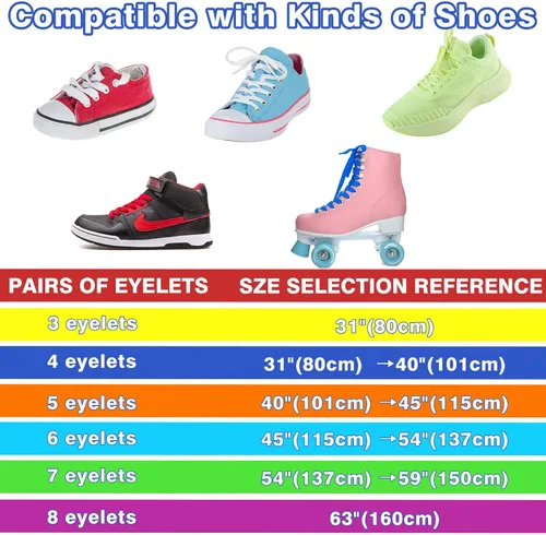 Miniatura 6 de Auihiay 3 pares de cordones planos de 31 a 63 pulgadas, cordones para zapatos deportivos, patines, lona, zapatos para botas