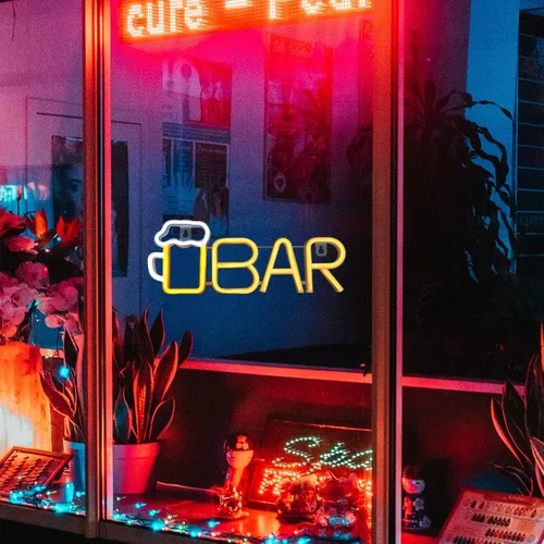 Miniatura 3 de ENUOLI Letrero de Neón de Bar, Luz de Neón de Cerveza LED para Bar, Letrero LED Alimentado por USB/Batería para Cueva de Hombre, Letrero de Neón