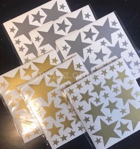 Miniatura 6 de Calcomanías de estrella azul bebé para niños y niñas, calcomanías de pared para habitación de niños (azul claro, estrella mixta, 112 unidades)