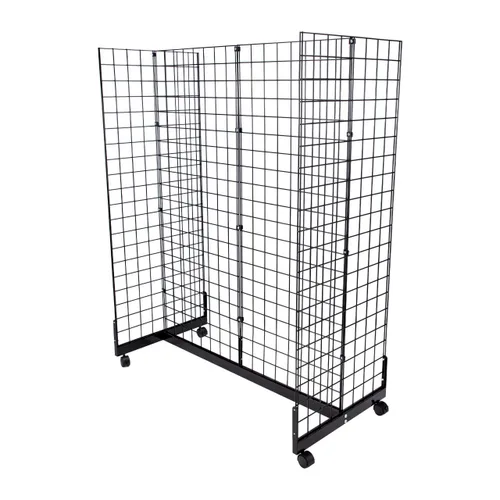 SSWBasics Unidad de góndola de rejilla negra, incluye base y ruedas, unidad de rejilla de 48 pulgadas de largo x 66 pulgadas de alto x 24 pulgadas