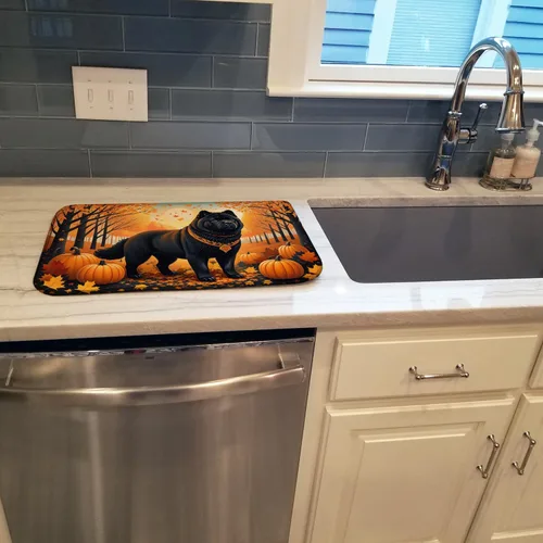 Miniatura 2 de Caroline's Treasures DAC1036DDM - Tapete de secado de platos negro Chow Chow Fall absorbente para secado de platos para encimera de cocina, tapete