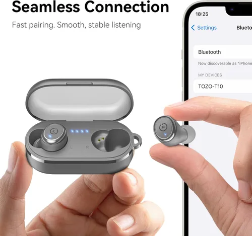 Miniatura 8 de TOZO Auriculares inalámbricos T10 Bluetooth 5.3, aplicación para personalizar ecualizador, diseño ergonómico, tiempo de reproducción de 55 horas