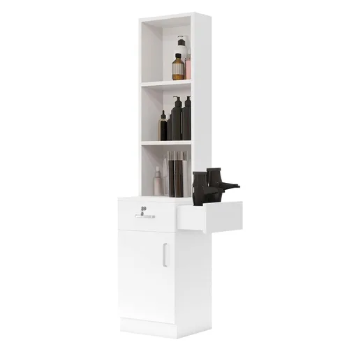 Miniatura 13 de Paddie Estaciones de peluquería de montaje en pared para estilista, juego de equipos de peluquería para estilista, muebles de spa de belleza